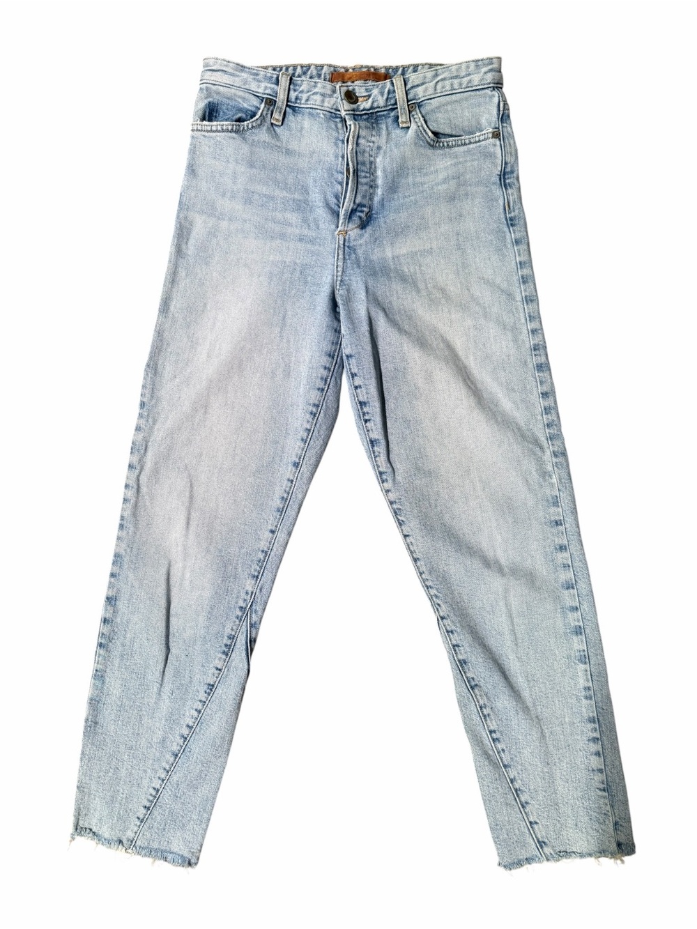 High Rise Straight Leg Crop Jeans 27 Light Wash Raw Hem Joe’s Jeans Debbie